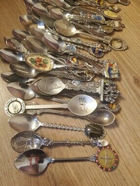 Vintage Souvenir Spoon Mega Lot of 62 - Estate Find, Global Travel 753 grams all
